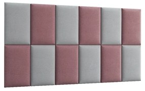 Zestaw 12 paneli tapicerowanych QUADRATTA 180x100 różowy/jasnoszary ELTAP