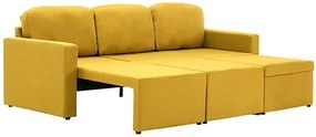 Rozkładana sofa modułowa żółta tkanina - Odi 4Q