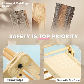 AIYAPLAY Klettergerüst 3 w 1, składane, Drabina &amp; Zjeżdżalnia/Ścianka Wspinaczkowa, Drewno, dla Dzieci 1,5-4 Lata