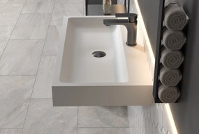Umywalka nablatowa / ścienna PB2143Odlew mineralny - Biały mat - 80 x 42 x 10 cm