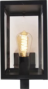 Nowoczesna lampa ścienna zewnętrzna czarna ze szkłem 30 cm - Rotterdam