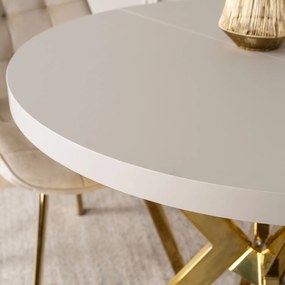 Stół Okrągły Rozkładany DORIAN 80-160 cm Kaszmir/Złoty Glamour