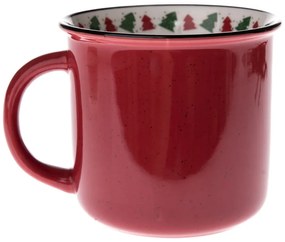 Czerwony porcelanowy kubek ze świątecznym motywem 380 ml – Dakls