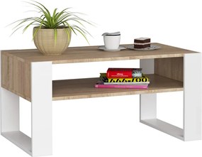 Minimalistyczna Ława Z Półką Dąb Sonoma+Biały T3-F56