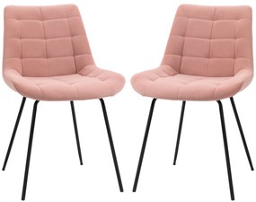 HOMCOM Krzesła Kuchenne 2 szt Retro Aksamitne Różowe Eleganckie Wygodne | Aosom PL