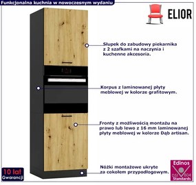 Słupek do zabudowy piekarnika grafit + dąb artisan - Coleo 7X