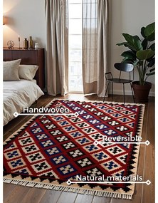 Czerwony wełniany dywan dwustronny tkany ręcznie 120x170 cm Kamal Rami – Nouristan