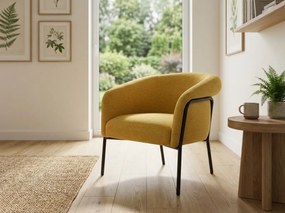 Designowy fotel CLOVER BREGO, musztardowy