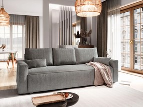 Masseno Sofa MENI z funkcją spania i pojemnikiem na pościel, Rozkładana sofa - Szary, POSO 60