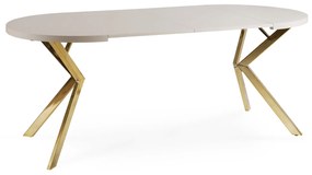 Stół Okrągły Rozkładany LUGO 90-190 cm Kaszmir/Złoty Glamour