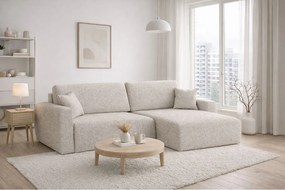 Narożnik z funkcją spania i pojemnikiem Ariel XL, tkanina szenilowa Artico, Nata, Prawy