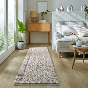 Szary chodnik z mieszanki wełny tkany ręcznie 60x230 cm Minerals Diamond – Flair Rugs