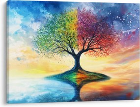 Obraz – Malowane drzewo czterech pór roku (70x50 cm)