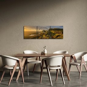 Obraz pasma górskiego (z zegarem) (90x30 cm)