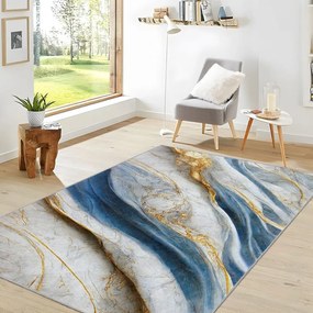 Niebieski chodnik odpowiedni do prania 80x200 cm Golden Spill – Mila Home