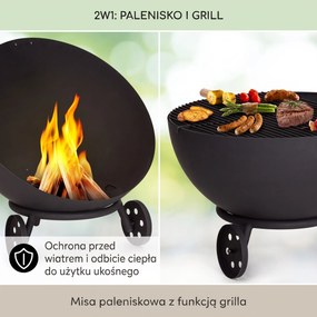 Blumfeldt Fireball 66cm Niskie Palenisko z grillem Czarny