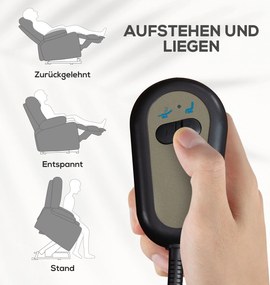 HOMCOM Fotel relaksacyjny z funkcją wstawania regulowane oparcie i podnóżek do 120 kg szary 66x90x96 cm | Aosom PL