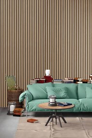 Drewniany panel akustyczny, 2400 x 600 mm, B2BP006, 5 szt, dąb bejcowany