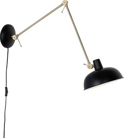 Retro Lampa ścienna czarna z brązem - Milou