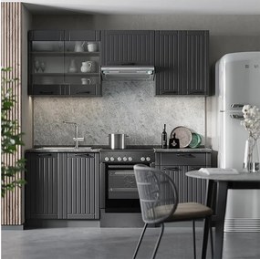 Zabudowa kuchenna ciemnoszary 200x60x81.6 fame-line