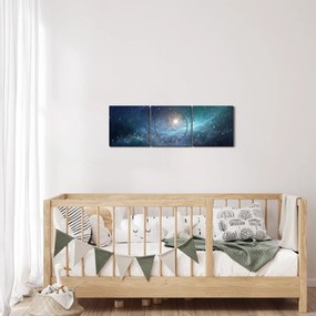 Obraz - Gwiazdy i mgławice (z zegarem) (90x30 cm)
