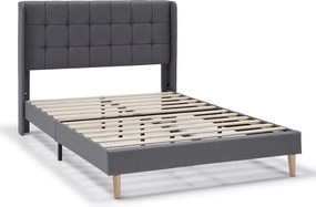 Rama łóżka platformowego Esther z pikowanym zagłówkiem, 30 cm, 150x190 cm, Ciemnoszary