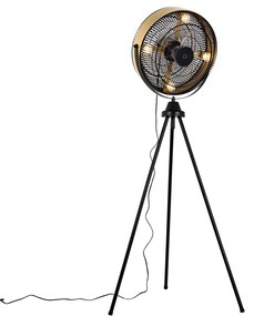 Lampa stojąca trójnóg czarna ze złotem 4-światłowa - Kim Nowoczesny Oswietlenie wewnetrzne