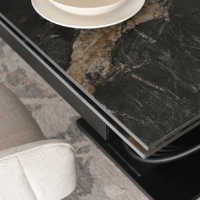 Stół Rozkładany Prostokątny IBIZA 160-240 cm Ceramiczny Czarny Marmur do Jadalni Nowoczesny Loft