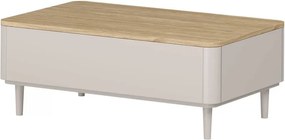 Stolik kawowy Elivo 100 cm z szufladami na nóżkach - kaszmir / dąb olejowany