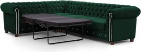 Zielony aksamitny rozkładany narożnik (lewostronny/w kształcie litery L) York Blik – Ropez
