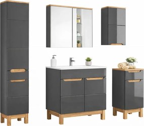 Zestaw lakierowanych mebli łazienkowych z umywalką 60 cm Grafit połysk 60 cmN4-F29