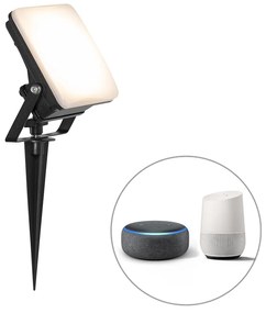 Inteligentny reflektor czarny 12,8 cm z LED IP65 z kołkiem do ziemi - Ruud