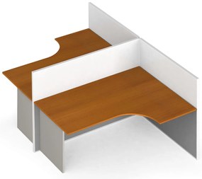 Zestaw parawanów biurowych ze stołem ergonomicznym PRIMO, magnetyczny, 2 miejsca, szara/czereśnia