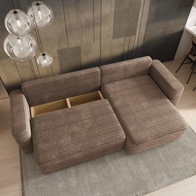 Masseno Narożnik TELIN z funkcją spania i pojemnikiem na pościel Narozniki L, Rozkładana sofa - Beżowy, TILIA 17