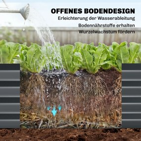 Outsunny Podwyższona grządka z kratką, metalowa donica z ochronnymi krawędziami i rękawiczkami 220 x 110 x 150 cm, ciemnoszara | Aosom PL