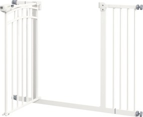 PawHut Bramka schodowa dla psów, z automatycznym zamykaniem, jednoręczne otwieranie, 100 cm x 4 cm x 76 cm, Biały