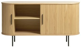 Niska komoda w dekorze dębu z drzwiami przesuwnymi 140x76 cm Nola – Unique Furniture