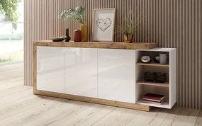Komoda SINTRA 3D 220cm dąb samdal/biały połysk HELVETIA
