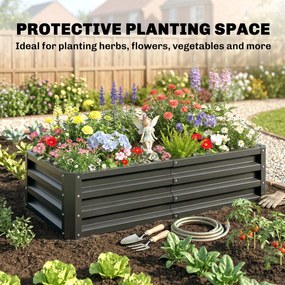 Outsunny Podwyższona Grządka Odporna na Warunki Atmosferyczne z Ocynkowanej Stali z Otwartą Podłogą 120x60x30.5cm Szara | Aosom PL