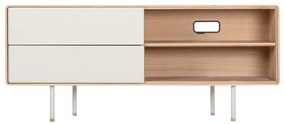 Biało-naturalna szafka pod TV z litego drewna dębowego 150x64 cm Fina – Gazzda
