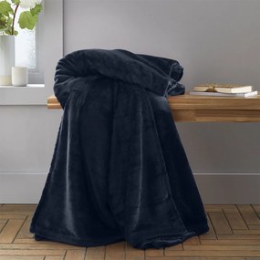 Ciemnoniebieski koc z mikropluszu 130x170 cm Raschel Velvet – Catherine Lansfield