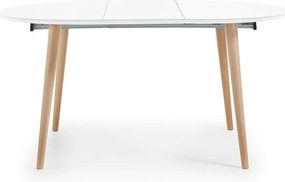 Biały rozkładany stół z białym blatem ø 120 cm Oqui – Kave Home