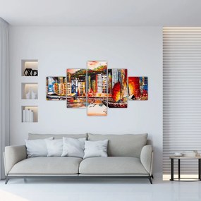 Obraz - Victoria Harbor, Hong Kong, obraz olejny (125x70 cm)