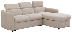 Kanapa narożna rozkładana prawostronna beżowa RAVIELA