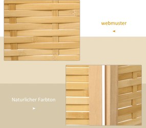 HOMCOM Parawan składany bambusowy 3 częściowy 120x170x18 cm naturalny do wnętrz | Aosom PL