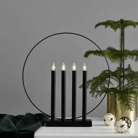 Czarny świecznik świąteczny z dekoracyjnym okręgiem