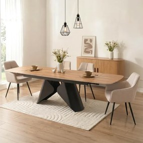 Stół Rozkładany Prostokątny VERONA 160-240 cm Ceramiczny Dąb/Czarny Loft