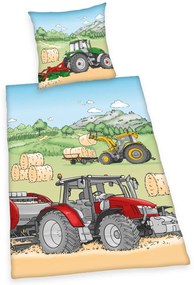 Herding Dziecięca pościel flanelowa Traktor, 135 x 200 cm, 80 x 80 cm