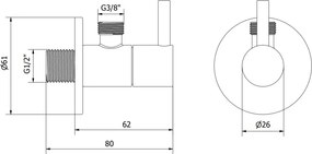 Mexen R2 zawór kątowy do baterii 1/2"x3/8", chrom - 79972-00