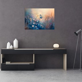 Obraz na szkle - Łąka z motylem (70x50 cm)